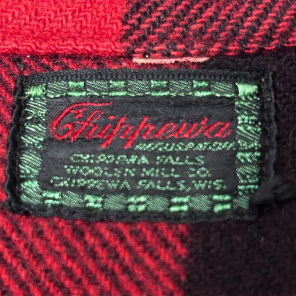 Vtg Chippewa Falls Woolen Mill Hunting Jacket Men's Medium Red Black Wool Plaid - Picture 9 of 9